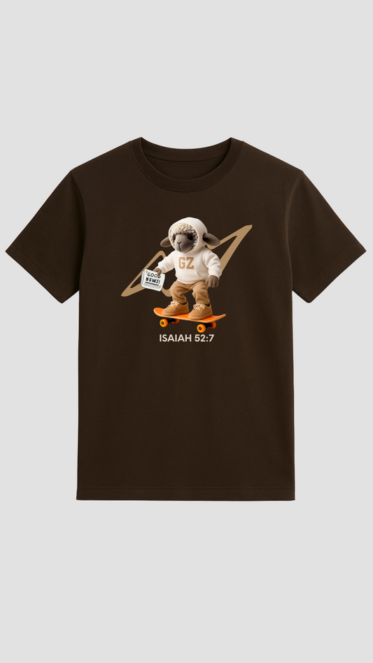 T-shirt “Good News” castanha